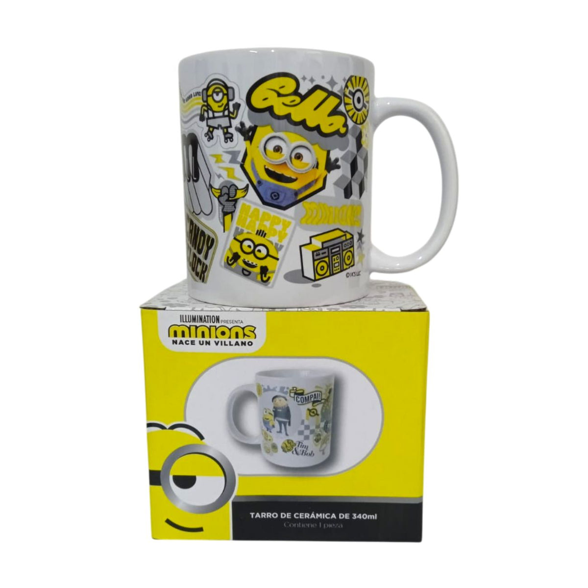 Taza Minions Cerámica con caja color blanco 340 ml