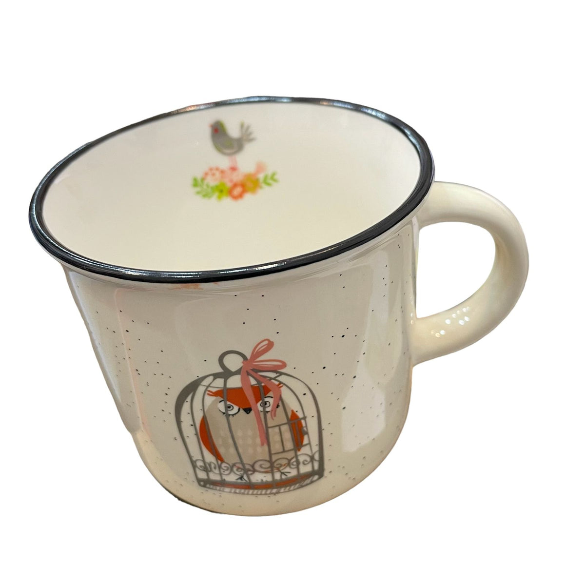 Taza ceramica buho enjauladode  porcelana 350 ml