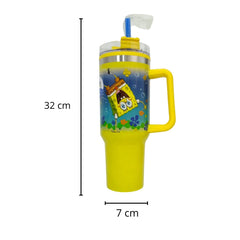 Termo con popote Bob Esponja amarillo Acero inoxidable 1.2 L