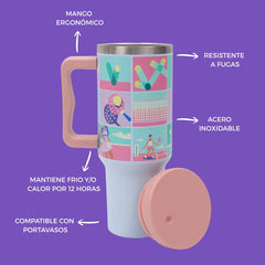 Termo con popote Mamgos Tenis Acero inoxidable 1.2 L