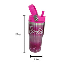 Termo con popote Barbie Acero inoxidable rosa 650 ml