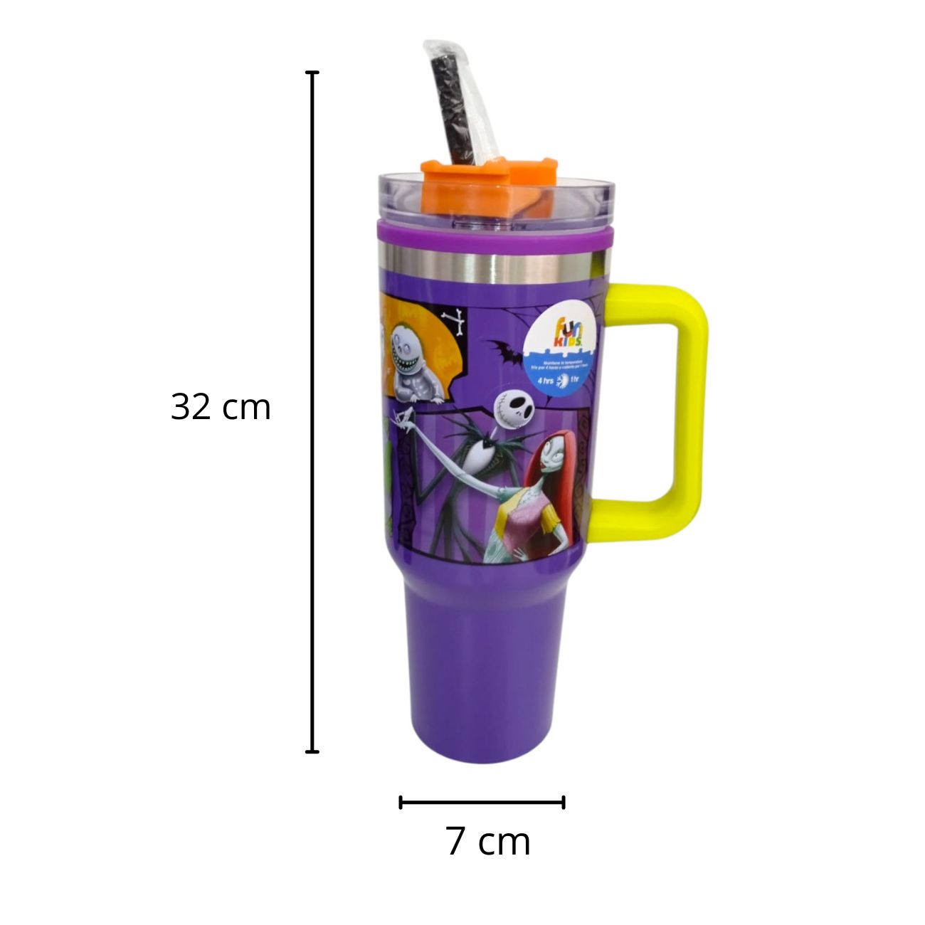 Termo con popote El extraño mundo de Jack morado acero 1.2 L