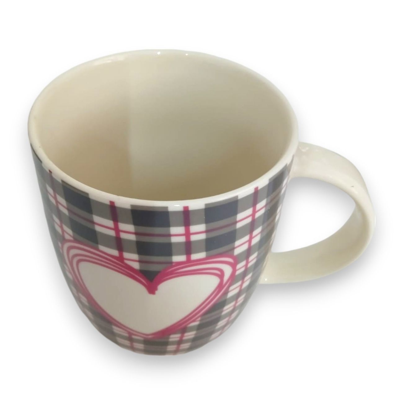 Taza a Cuadros grises de  Porcelana 1 Pieza