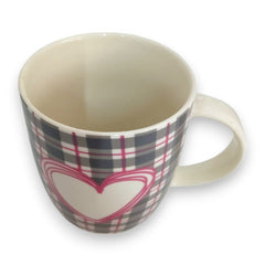 Taza a Cuadros grises de  Porcelana 1 Pieza