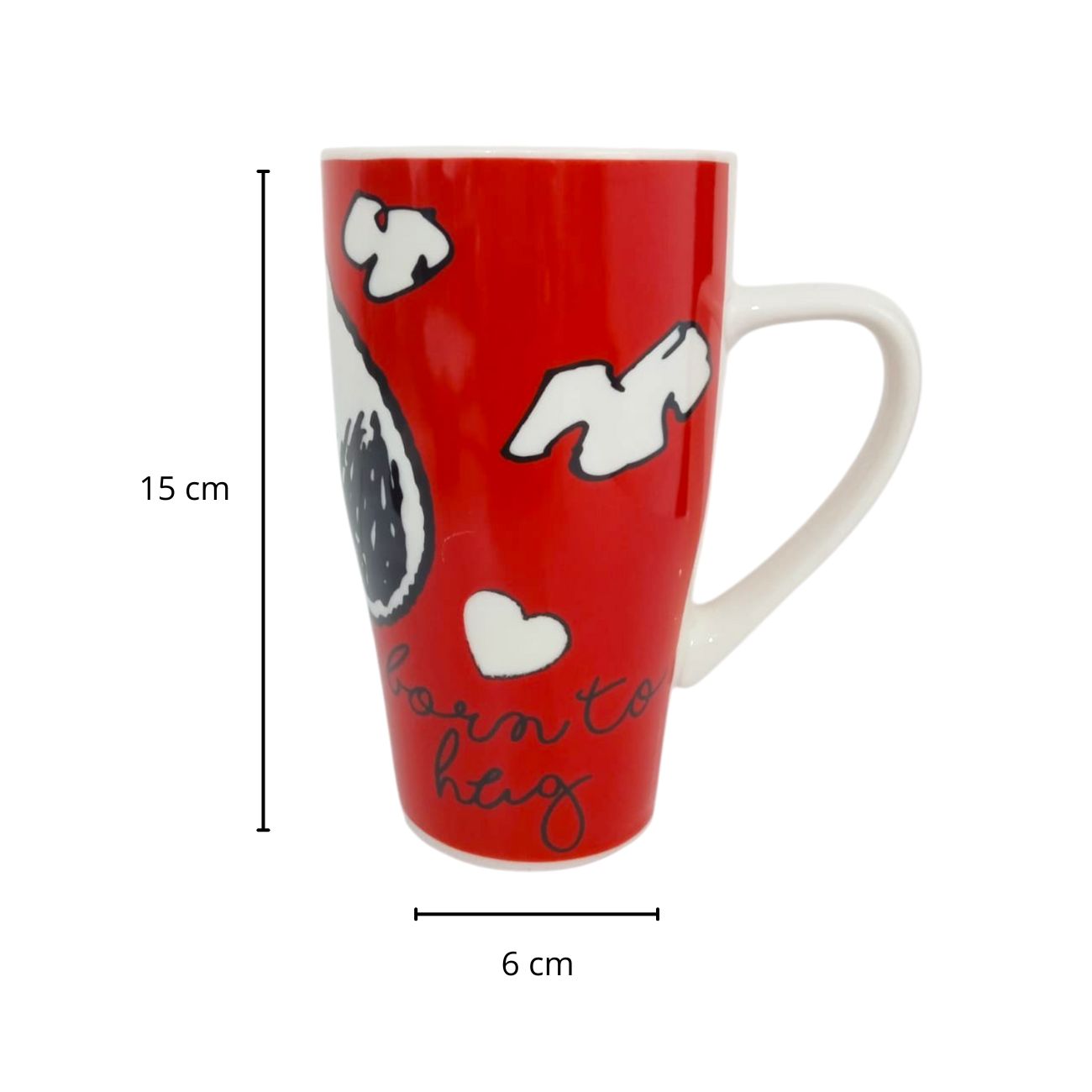 Taza Snoopy Peanuts color rojo con blanco Porcelana 540 ml