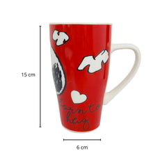 Taza Snoopy Peanuts color rojo con blanco Porcelana 540 ml