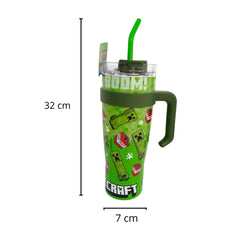 Termo con popote Minecraft verde Acero inoxidable 1.2 L