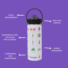 Termo con popote Mamgos Monumentos Acero Inoxidable 530 ml