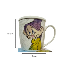 Taza con tapa Enanito de Blanca Nieves Cerámica 385 ml