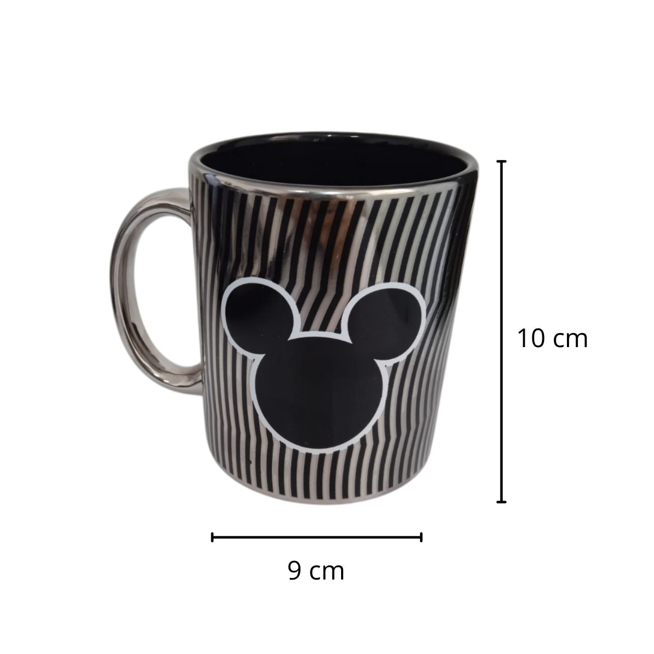 Taza Mickey Mouse color plateada con negro Cerámica 320 ml