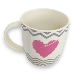Taza con ilustración de corazón rosa de Porcelana 1 Pieza