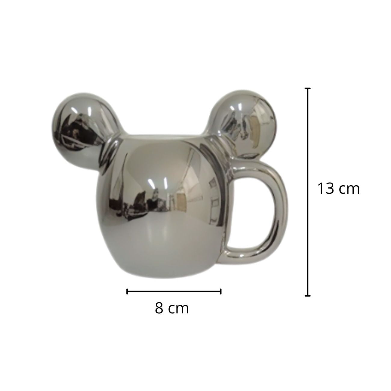 Taza 3D Mickey Mouse Cerámica color plateada 350 ml