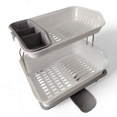 Escurridor de Platos de plástico doble piso color gris