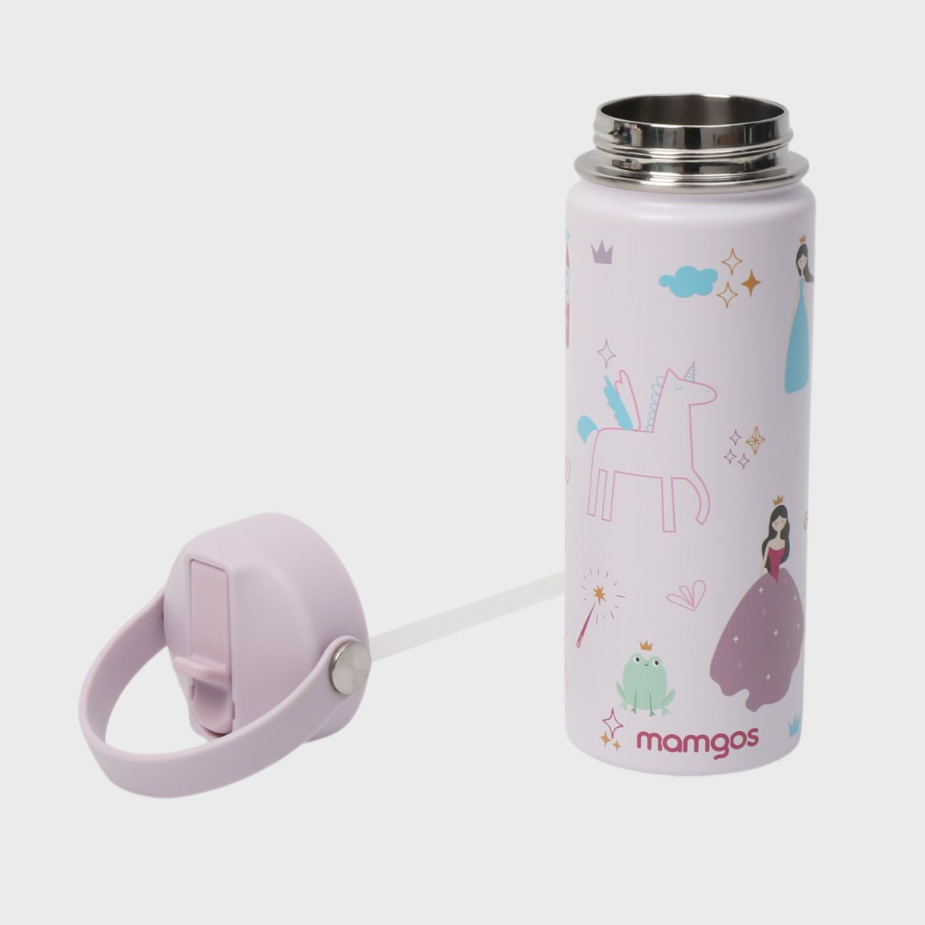 Termo con popote Mamgos Princesa 2.0 Acero inoxidable 530 ml