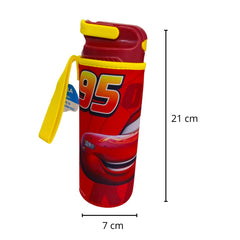 Botella con popote Cars para Niños con funda Plástico 600 ml