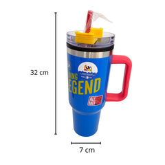 Termo con popote Pato Donald azul Acero inoxidable 1.2 L