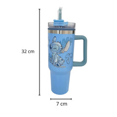 Termo con popote Stitch color azul de Acero inoxidable 1.2 L