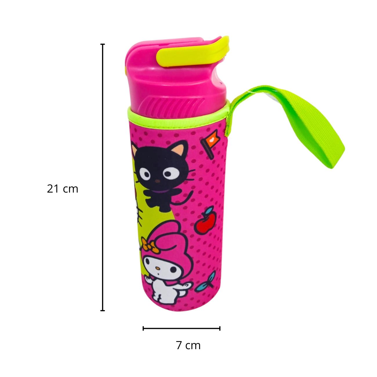 Sanrio Botella de plástico con funda color rosa 600 ml
