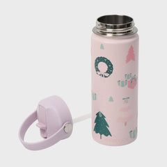 Termo con popote Mamgos Navideño Acero inoxidable 530 ml