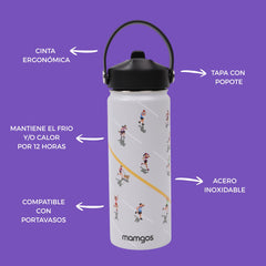 Termo con popote Mamgos Maratón Acero inoxidable 530 ml