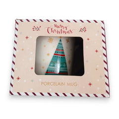 Taza con ilustración de árbol de navidad de Porcelana