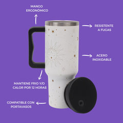 Termo con popote Mamgos Zodiaco Acero Inoxidable 1.2 L