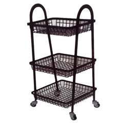 Carrito de almacenamiento negro de Metal 79 x 36 x 28 cm