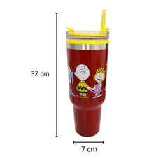 Termo con popote Snoopy Peanuts rojo Acero inoxidable 1.2 L