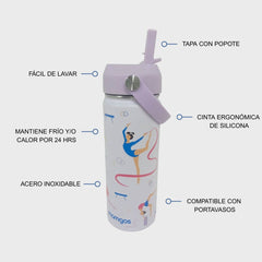 Termo Mamgos Gimnasia para Niñas de Acero inoxidable 530 ml