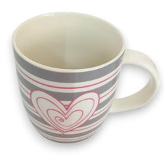 Taza con ilustración de rayas y un corazón Porcelana 1 Pieza