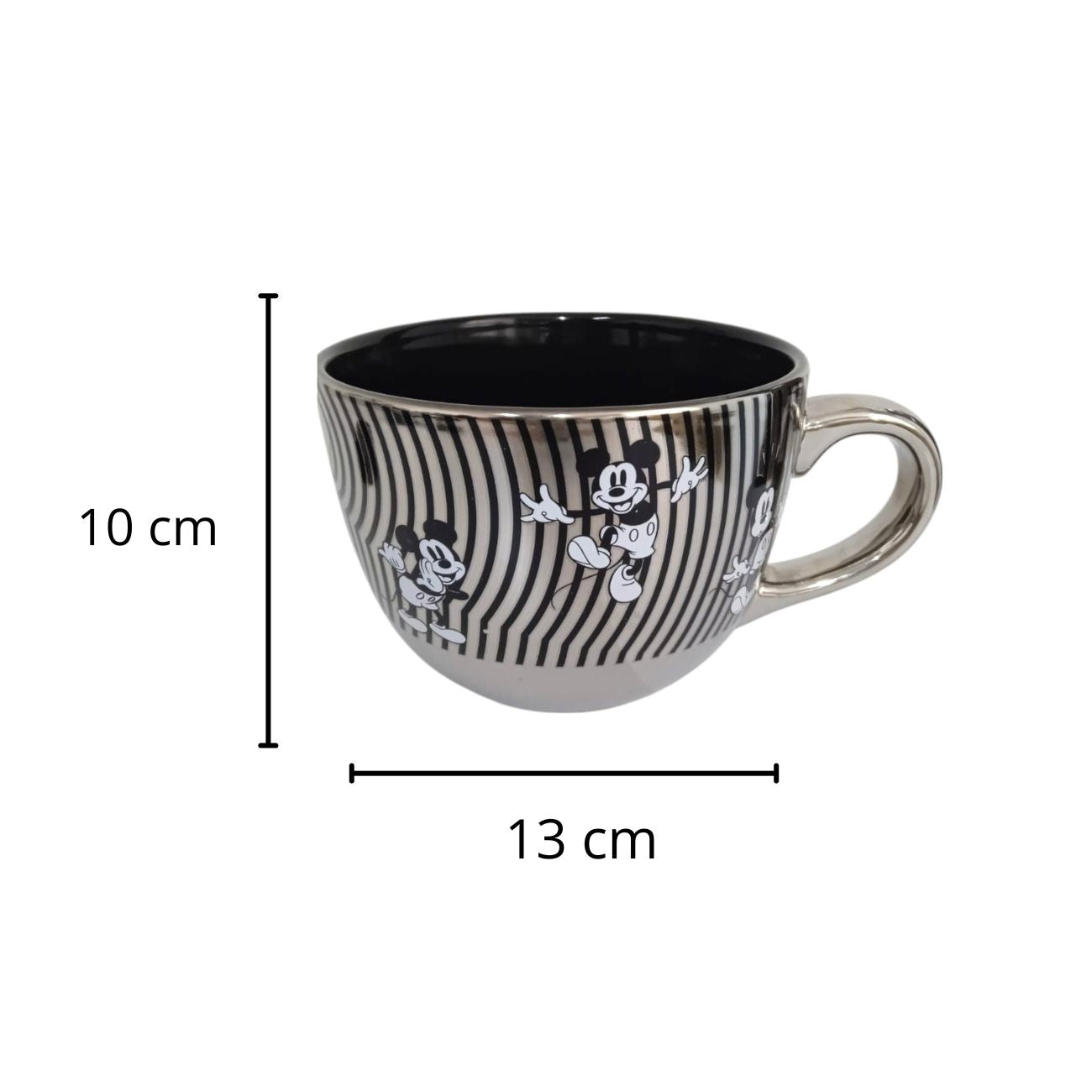 Taza Mickey Mouse color plateada con negro Cerámica 700 ml