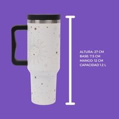 Termo con popote Mamgos Zodiaco Acero Inoxidable 1.2 L