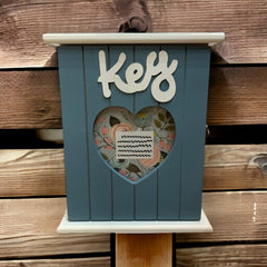 Caja portallaves de madera color azul 25x21cm