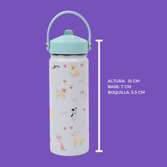 Termo con popote Mamgos Perritos Acero inoxidable 530 ml