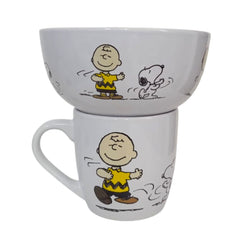 Taza y Tazón Snoopy Peanuts Cerámica 550 ml y 400 ml