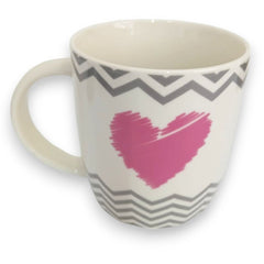 Taza con ilustración de corazón rosa de Porcelana 1 Pieza