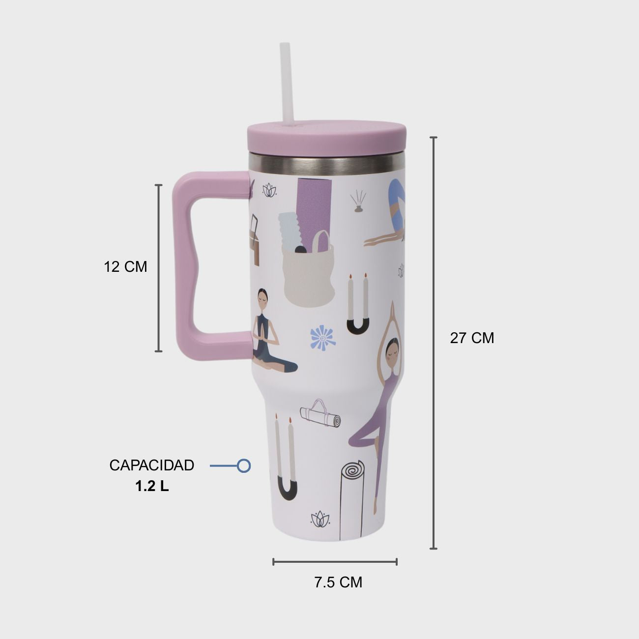 Termo Mamgos Yoga incluye popote Acero inoxidable 1.2 L