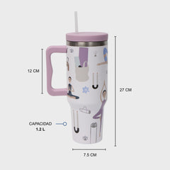 Termo Mamgos Yoga incluye popote Acero inoxidable 1.2 L