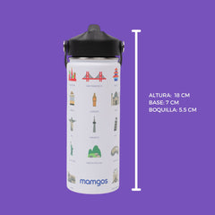 Termo con popote Mamgos Monumentos Acero Inoxidable 530 ml