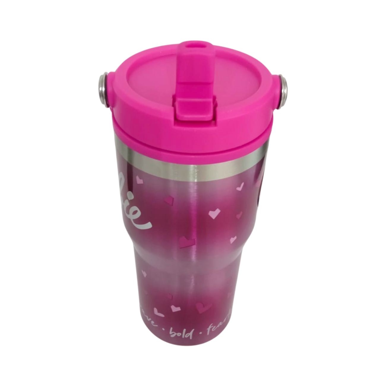 Termo con popote Barbie Acero inoxidable rosa 650 ml