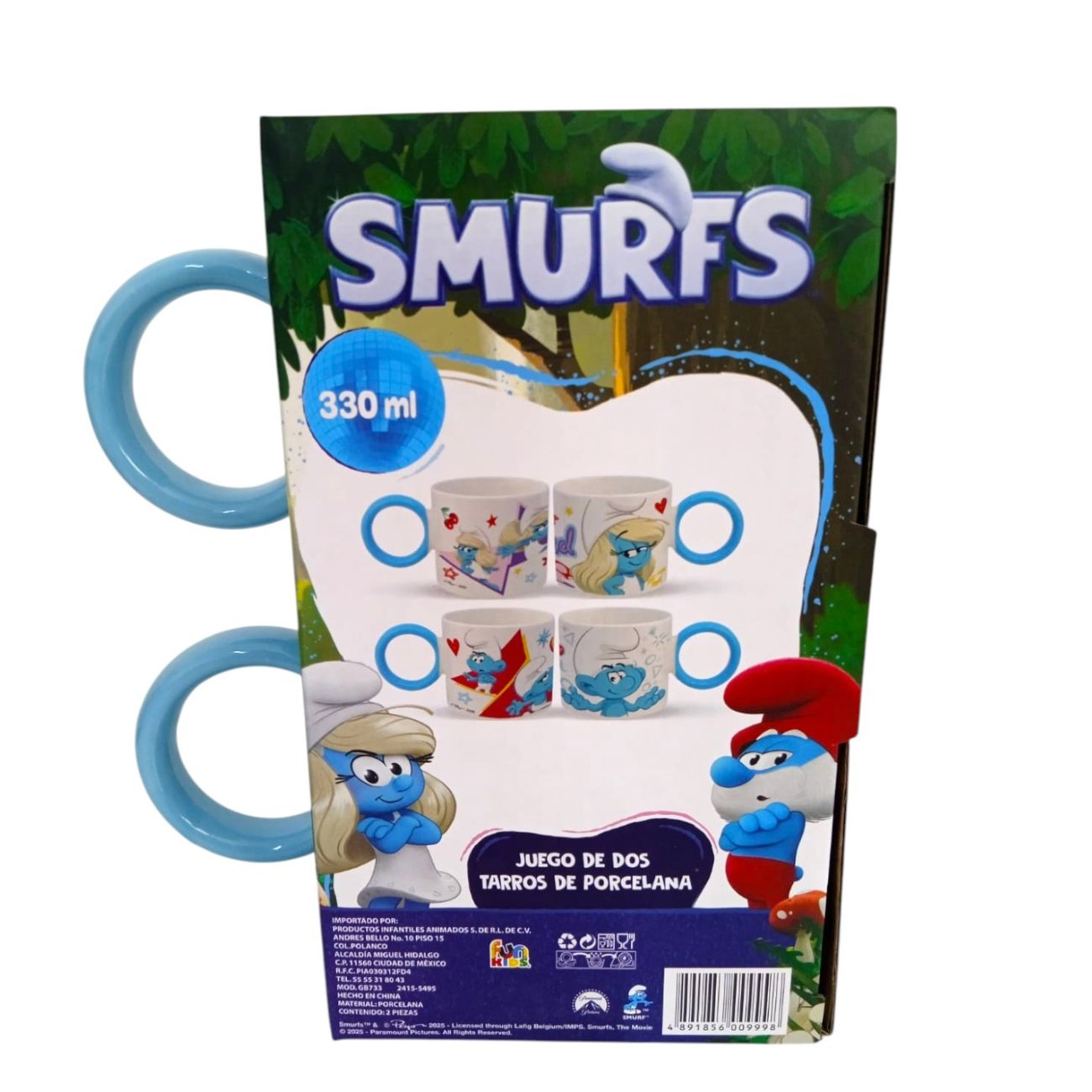 juego de 2 Tazas Pitufos Porcelana 330 ml