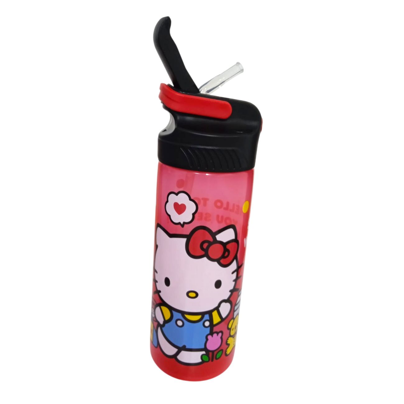 Botella con popote Hello Kitty para Niñas Plástico 600 ml