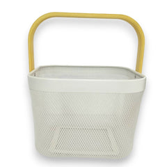 Cesto cuadrado blanco de metal una 1 pieza 25 x 18 cm