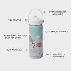 Termo Mamgos Cabaña Navideña Acero inoxidable 530 ml