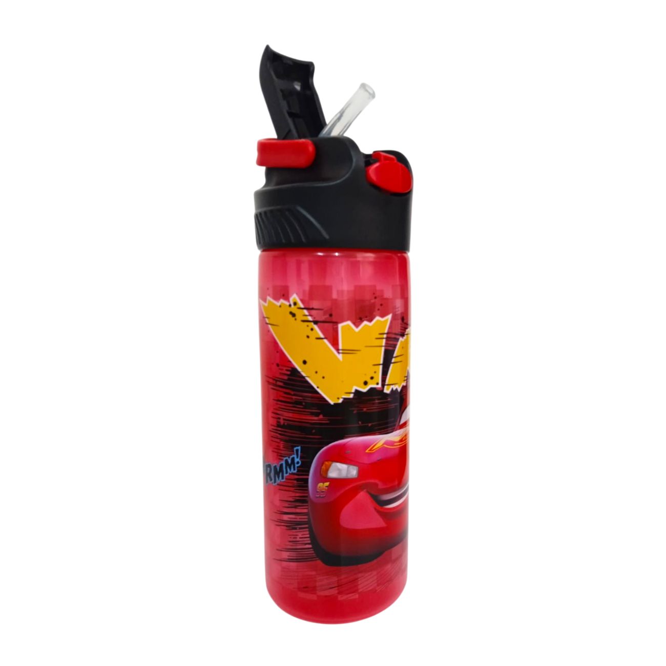 Botella con popote Cars de Plástico con asa 600 ml