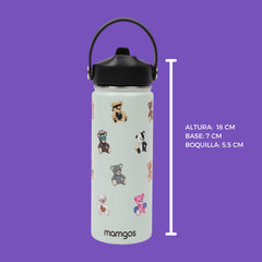 Termo con popote Mamgos Ositos Acero inoxidable 530 ml