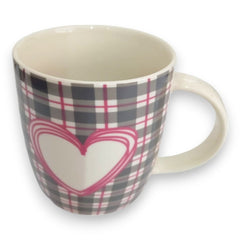 Taza a Cuadros grises de  Porcelana 1 Pieza