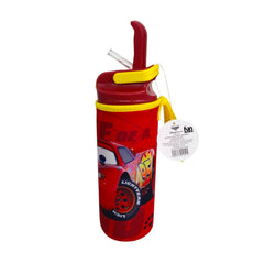 Botella con popote Cars para Niños con funda Plástico 600 ml