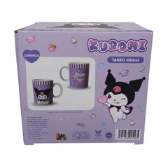 Taza con caja Kuromi de Cerámica color lila 480 ml