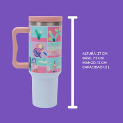 Termo con popote Mamgos Tenis Acero inoxidable 1.2 L
